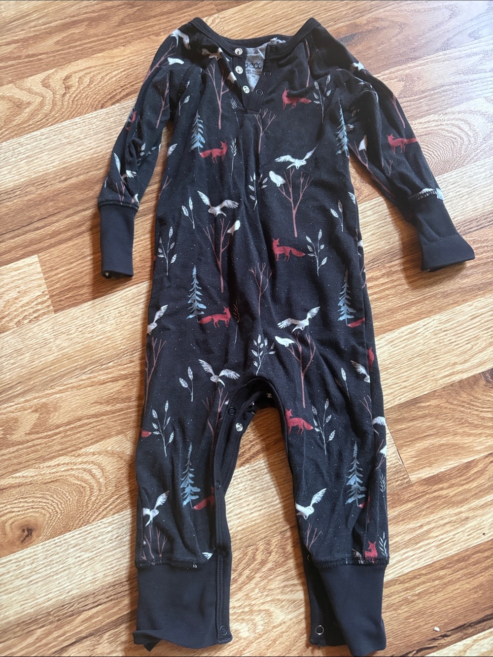 Coccoli Black Fox & Bird Print One-Piece